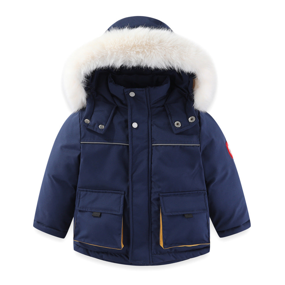 Windproof Waterproof Boys And Girls Big Fur Collar Ski Cotton-padded Overalls Suit Viral Finds Hub