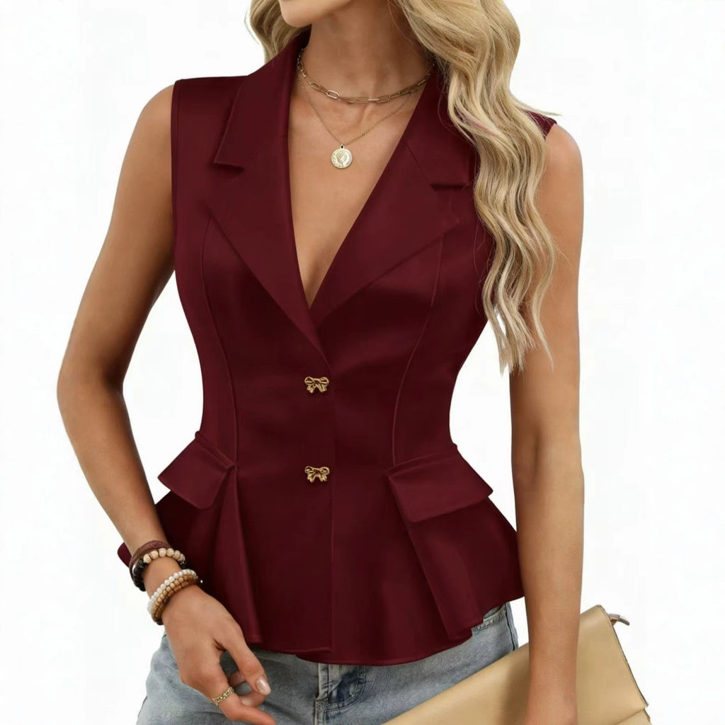 Women's Bow-tie Button V-Neck Suit Vest Viral Finds Hub