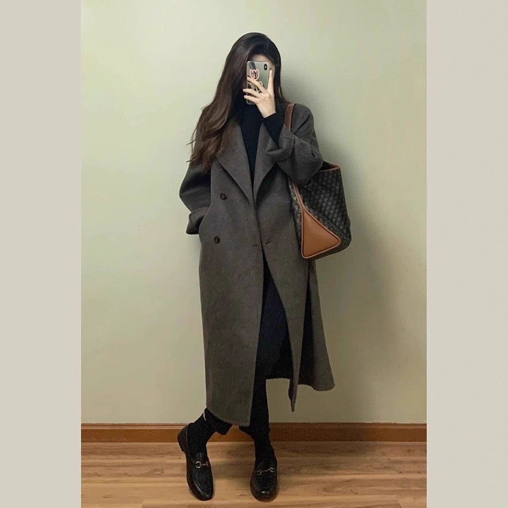Women's Thickened Knee-length Mid-long Korean-style Wool Coat Viral Finds Hub