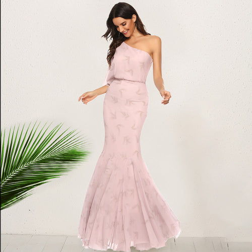 Bohemian Slant Shoulder Fishtail Gown Long Dress For Women Viral Finds Hub