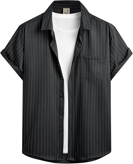 Striped And Solid-color Short-sleeve Shirt-cardigan Viral Finds Hub