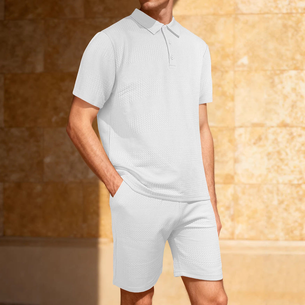 Jacquard Solid-color Loose-fitting Mens Casual Sportswear Set Viral Finds Hub