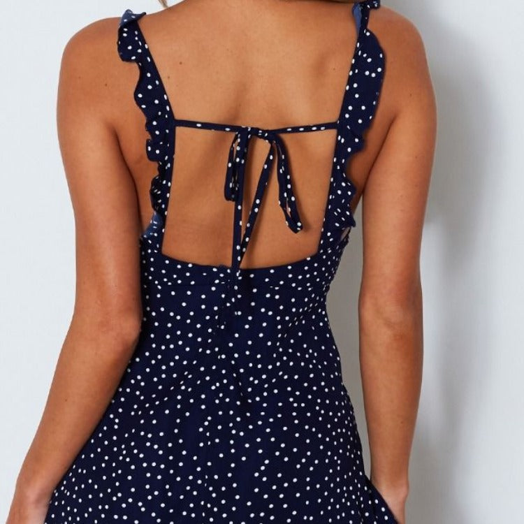 Polka-dot Strappy Dress Women Summer Fashion Beach Sundress Viral Finds Hub