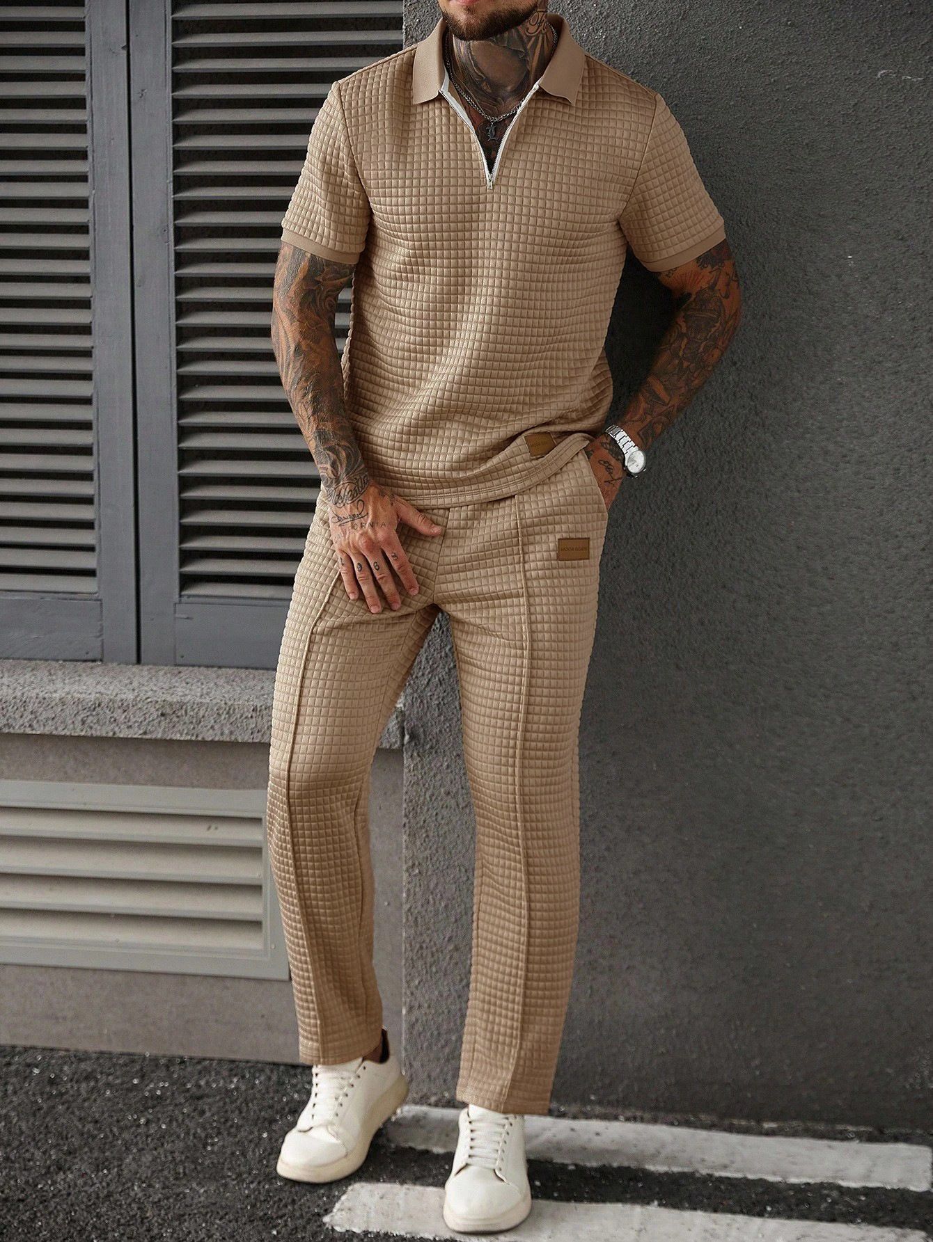 Casual Zip-Up Polo Shirt Top And Pants Two-Piece Set Viral Finds Hub