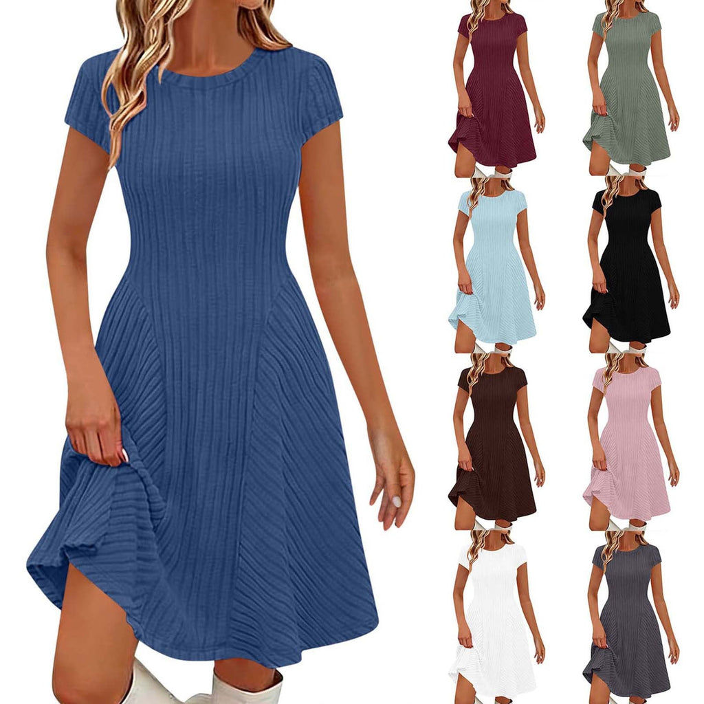Irregularly Brushed Ribbed Solid-color Dress Viral Finds Hub