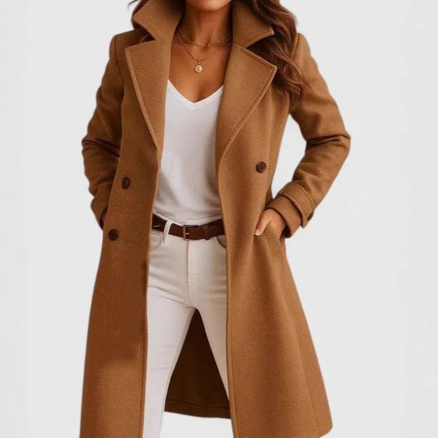 Single-breasted Mid-length Coat With Pockets Fashion Elegant Lapel Jacket Casual Long-sleeved Top Outwear Women's Clothing Viral Finds Hub
