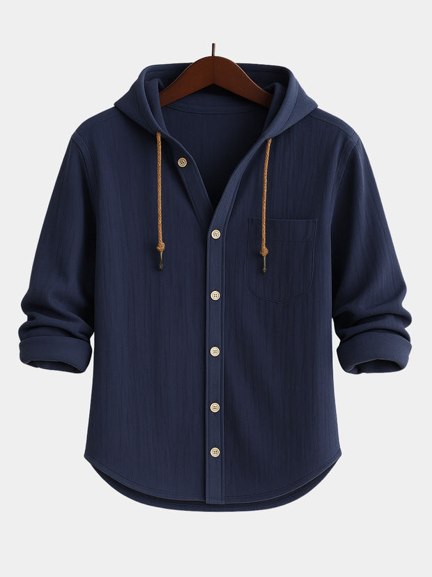 Men's Fashion Hooded Cotton-Linen Casual Long-Sleeve Viral Finds Hub