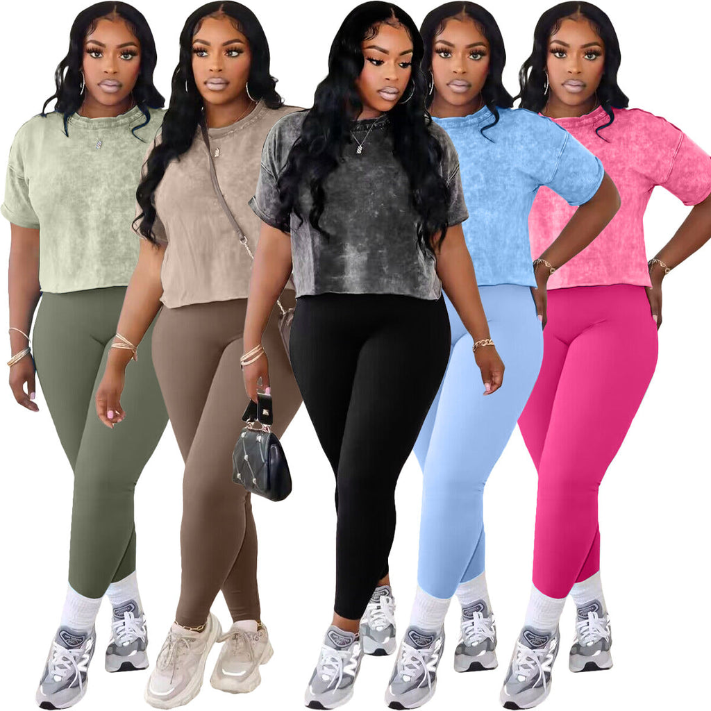 Women's Printed Casual Sports Two-Piece Set Viral Finds Hub