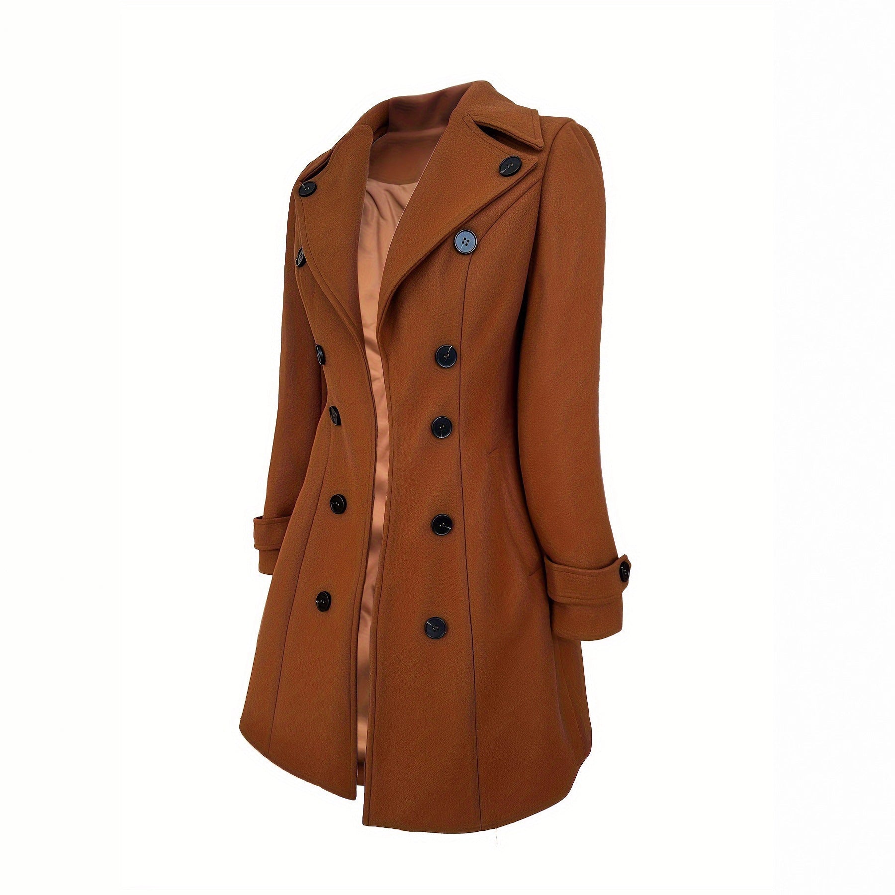 European And American Elegant Women's Solid Color Double Breasted Woolen Coat Viral Finds Hub