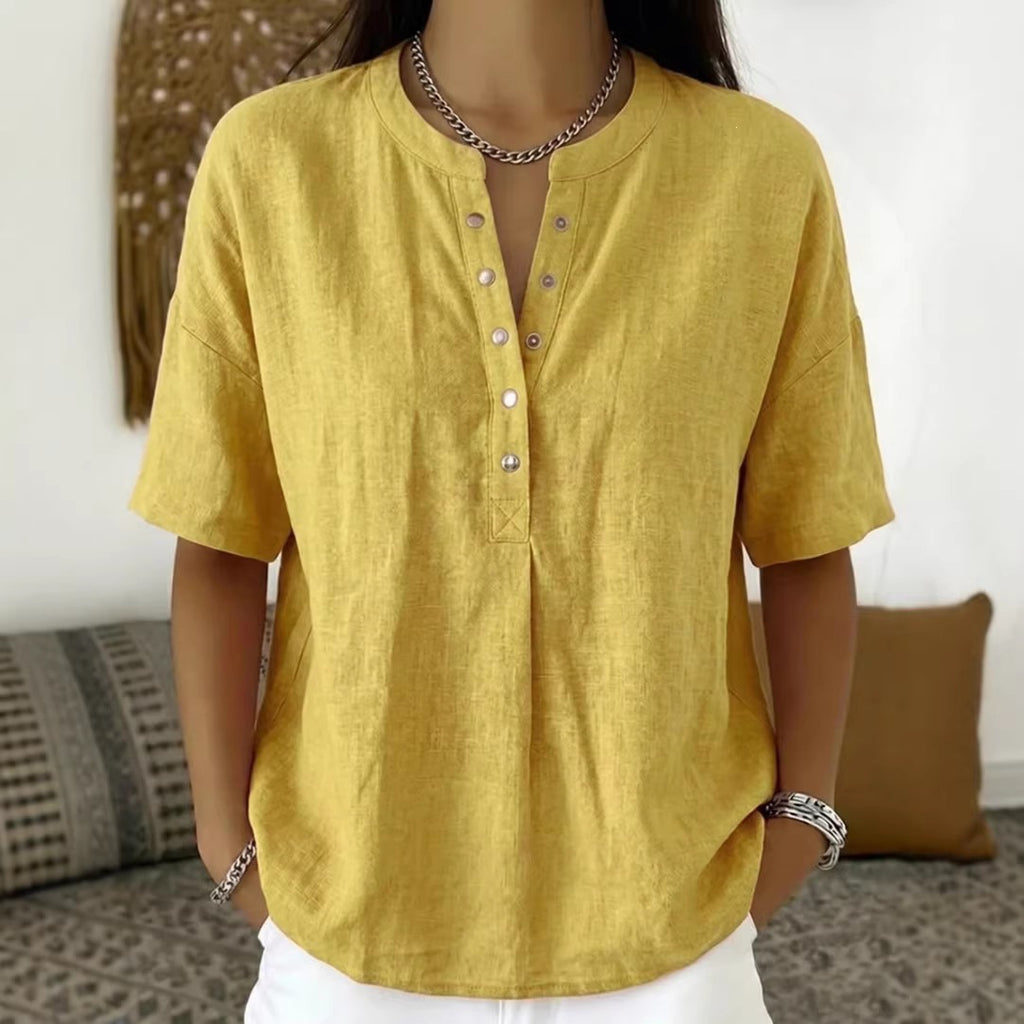Solid Color Casual Pullover Short-Sleeve Shirt For Women Viral Finds Hub