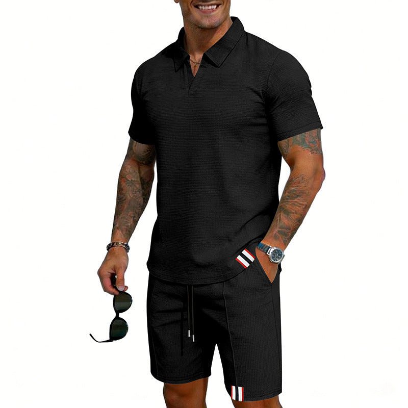 Men's Simple Casual Short-Sleeve Top And Shorts Set Viral Finds Hub