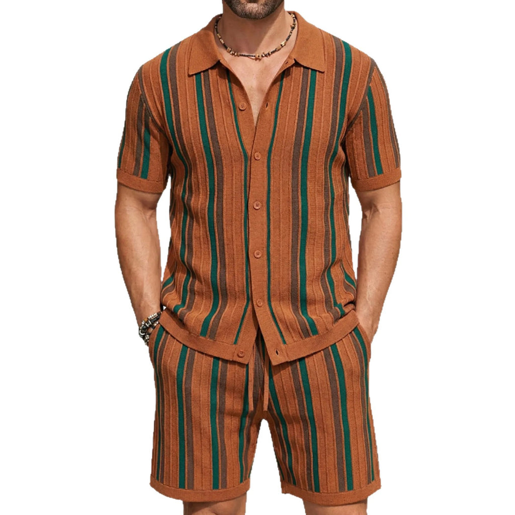 Men's Casual Short-Sleeve Knitted Two-Piece Set Viral Finds Hub