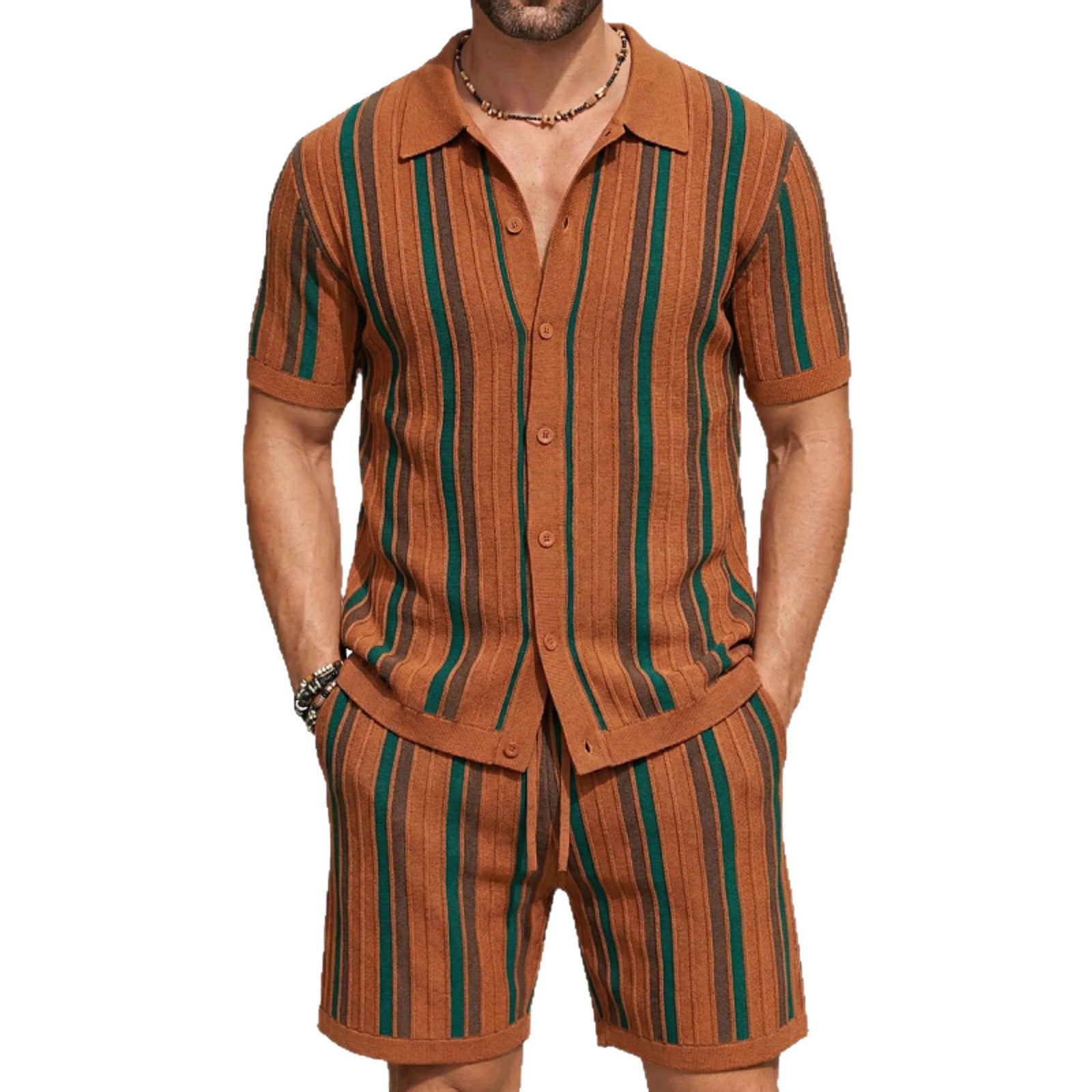 Men's Casual Short-Sleeve Knitted Two-Piece Set Viral Finds Hub