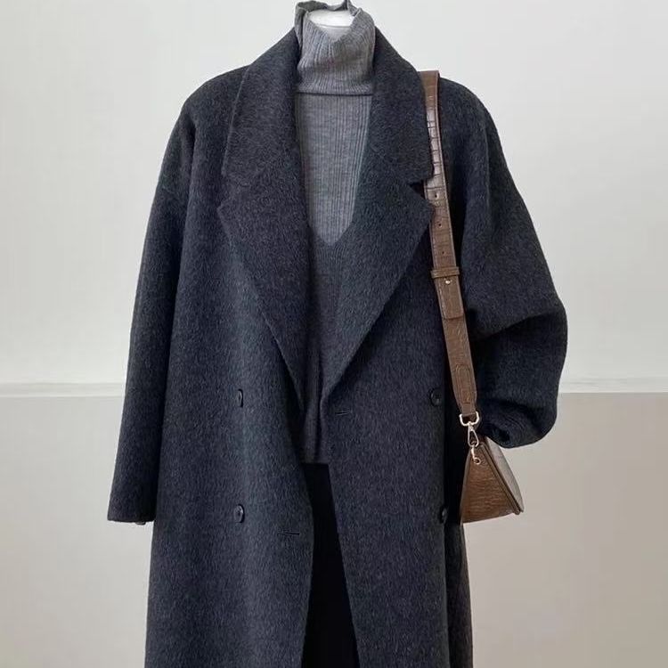 Long Cashmere Double-faced Wool Coat For Women Viral Finds Hub