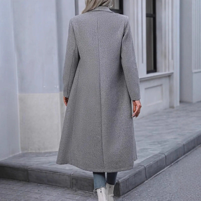 Woolen Long Slim-fit Women's Coat Viral Finds Hub