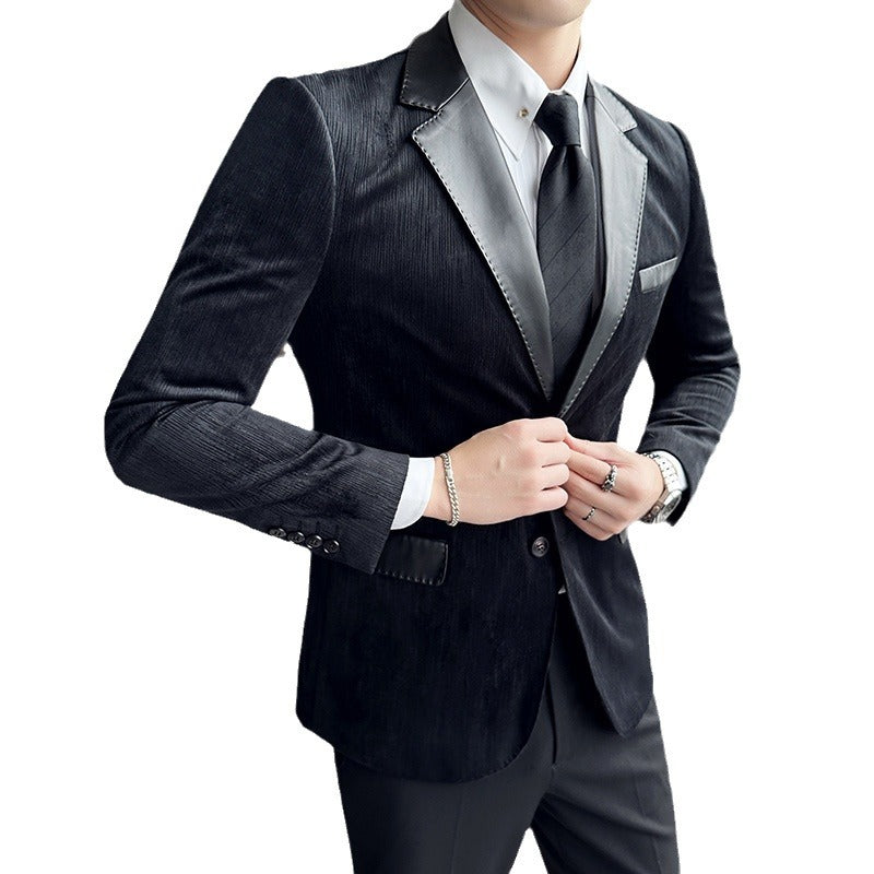 Men's Thick Slim-Fit Patchwork Leather Jacket Viral Finds Hub