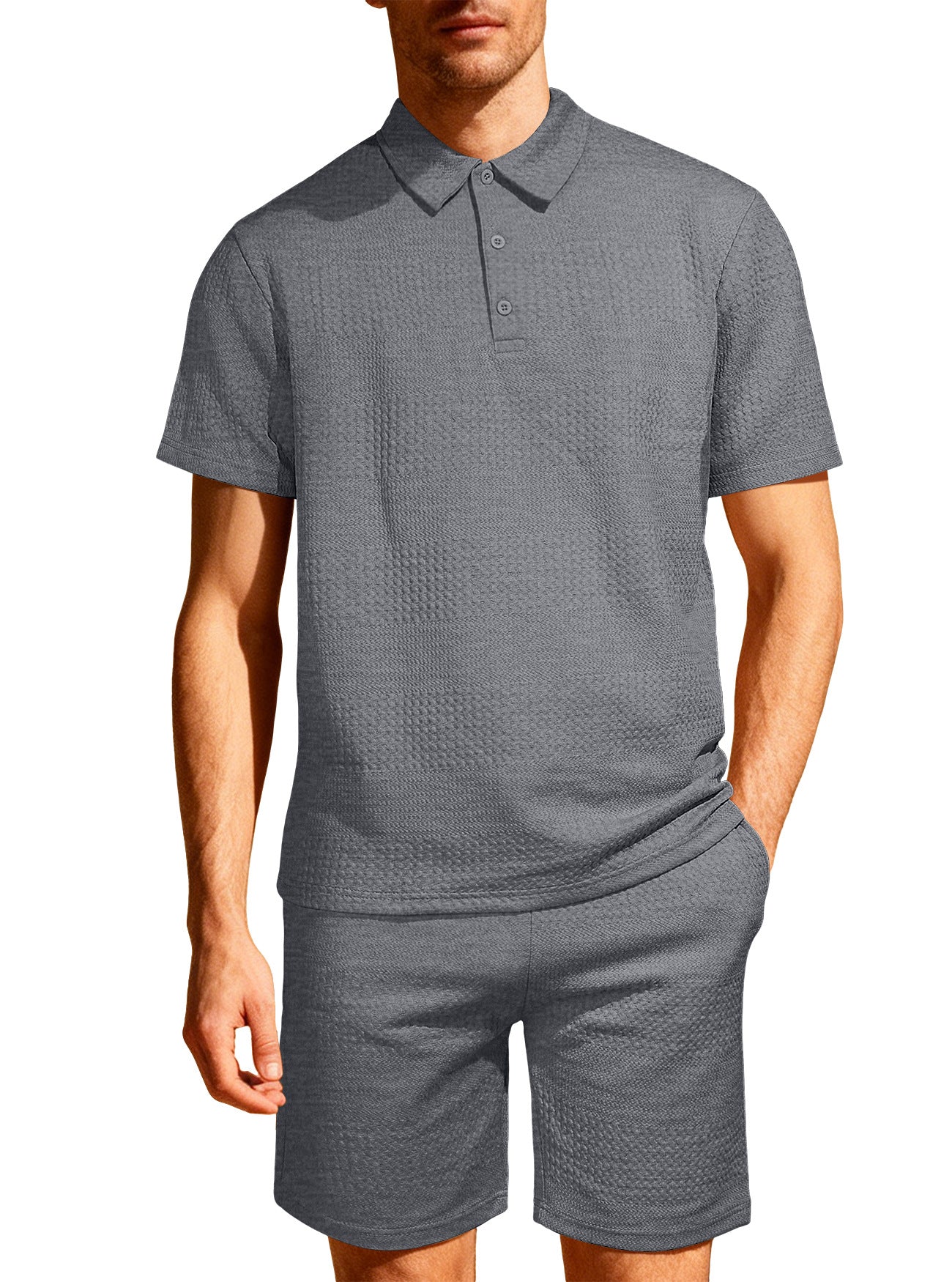 Jacquard Solid-color Loose-fitting Mens Casual Sportswear Set Viral Finds Hub