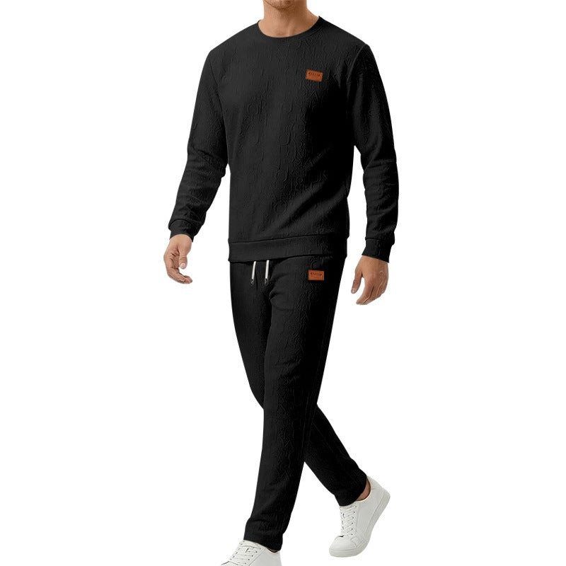Embossed Letter Crewneck Sweatshirt And Pants Set Viral Finds Hub