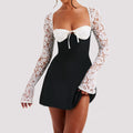 Y2K  Lace Long Sleeve Dress Fashion Sexy Corset Backless Lace Up Short Dresses Womens Clothing Viral Finds Hub
