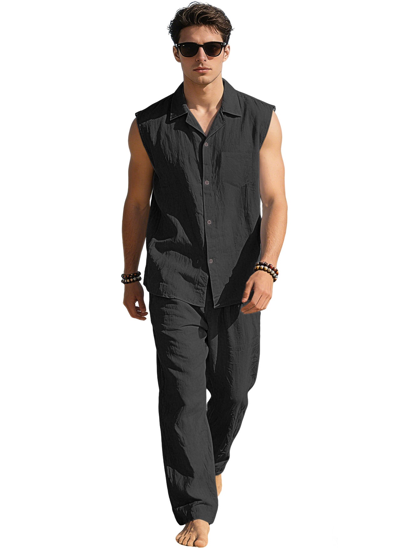 Men's Thin Sleeveless Shirt Casual Sports Suit Viral Finds Hub